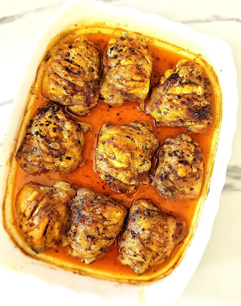 hauts de cuisses de poulet à la tomate concentré huile d'holive mix du soleil et poivre